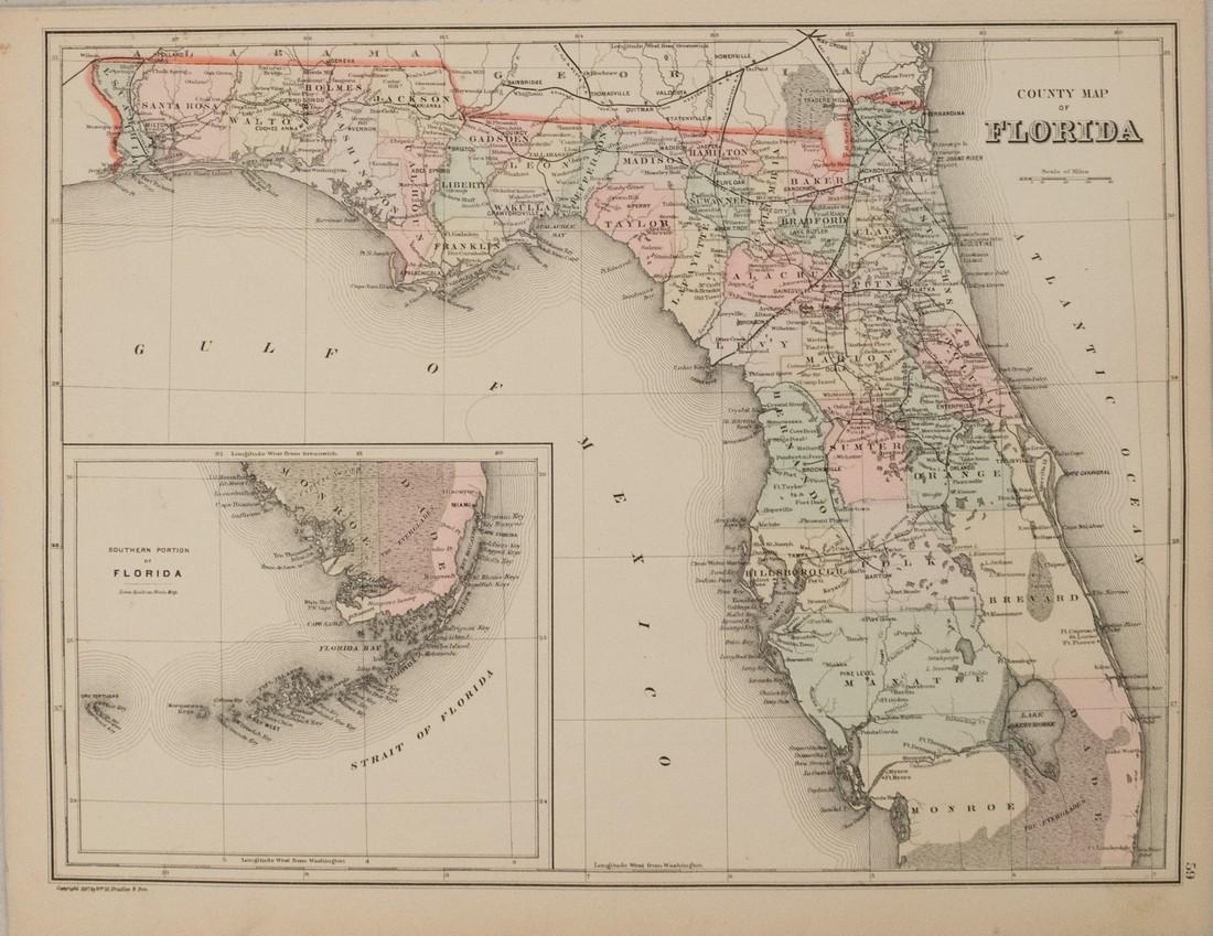 1887 Mitchell Map of Florida -- County Map of Florida (1 of 1)
