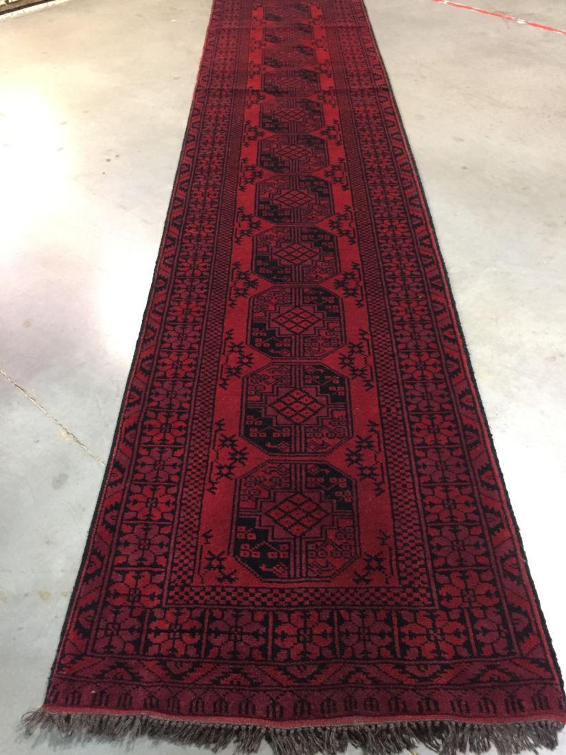 Authentic Hand Knotted Afghan Runner Rug 2.10x13.2 (1 of 6)
