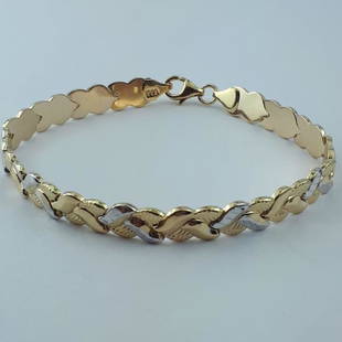 Ladie's Bracelet, 14 kt Yellow and White Gold: Item: Ladie's Bracelet, 14 kt Yellow and White GoldMaterials: 14kt 585 GoldSize: 20 cm Ladie's Bracelet, 14(585) kt Yellow and White Gold Length:20cm, Total Weight:7.47gr Ref:BL5 Please note that