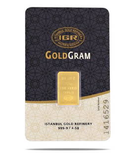 2,5 Gr Sealed Bullion Gold Bar 999,9/1000: Item: 2,5 Gr Sealed Bullion Gold Bar 999,9/1000Materials: GOLDSize: Minted Bar 2,5 Gr Sealed Bullion Gold Bar, Manufacturer : Istanbul Gold Refinery24 K ( 999,9/1000 ) -Shipped item might have a