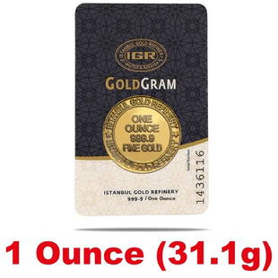 1 Ounce(31.1 g ) Sealed Fine 24 Ct Bullion Gold Coin: Item: 1 Ounce(31.1 g ) Sealed Fine 24 Ct Bullion Gold CoinMaterials: GOLDSize: Minted Bar 1 Troy Ounce(31.1g) Sealed Fine Bullion Gold Coin, Manufacturer: Istanbul Gold Refinery 24 Ct ( 999,9/1000 )