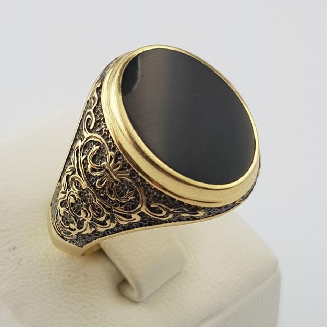 Vinatege Men's Gold Ring With Onyx, 14 Ct Yellow Gold (1 of 6)