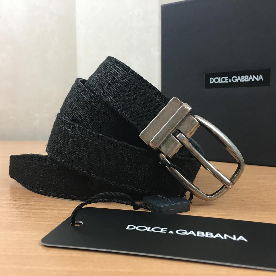 Men’s Dolce & Gabbana Black Linen and Leather Belt Size (1 of 5)