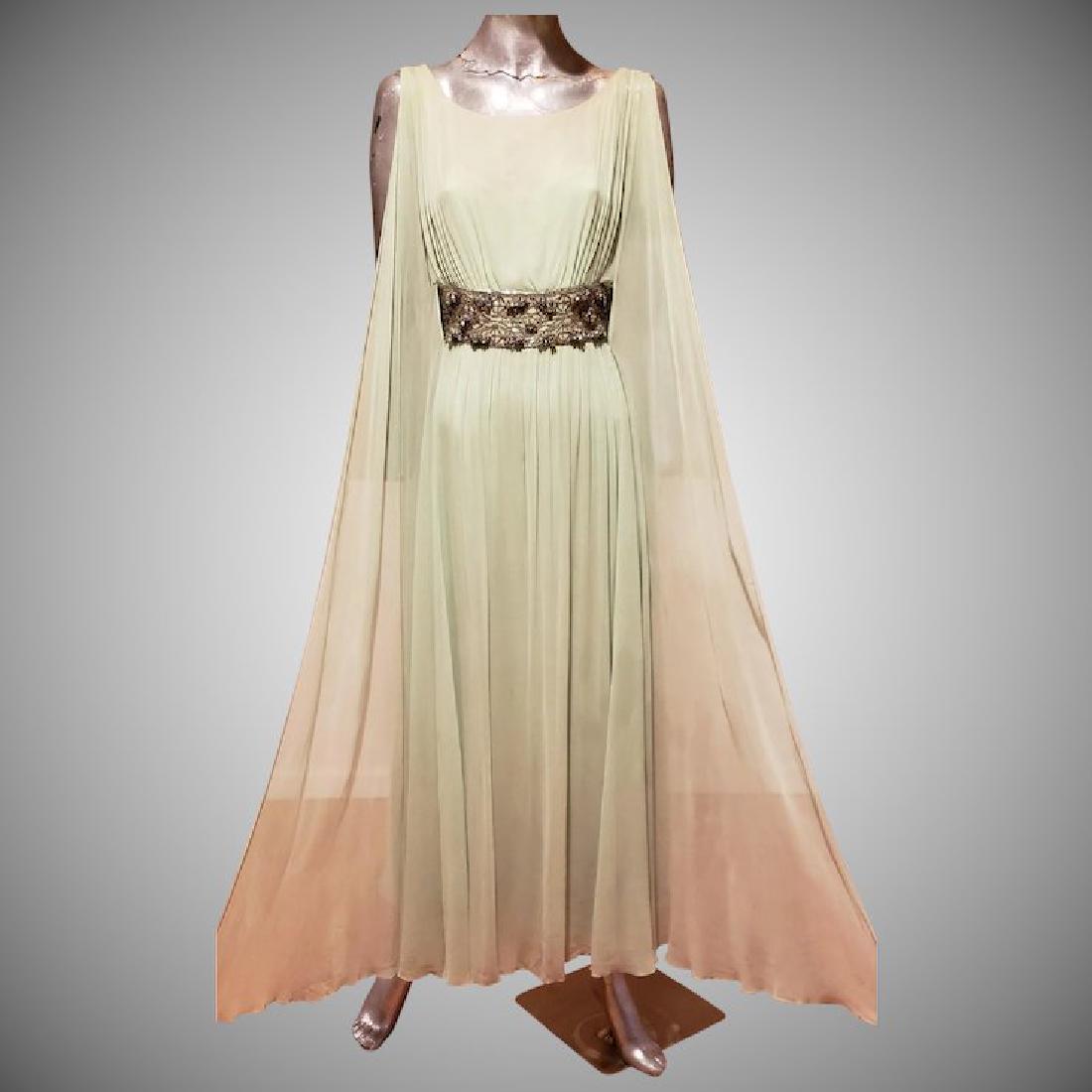 Vtg 1950 Suzy Perette mint green beaded goddess maxi (1 of 9)