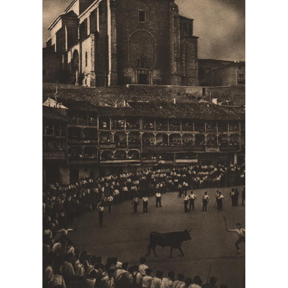 JOSE ORTIZ ECHAGUE - Bull Ring, Madrid: Artist: JOSE ORTIZ ECHAGUE Print Title: Bull Ring, Madrid Medium: Sheet-fed Gravure Printing Date: 1950's Printed in Spain Image Size approx: 6.5 x 9 inches Jose? Ortiz Echagu?e (1886 - 1980) was a Sp