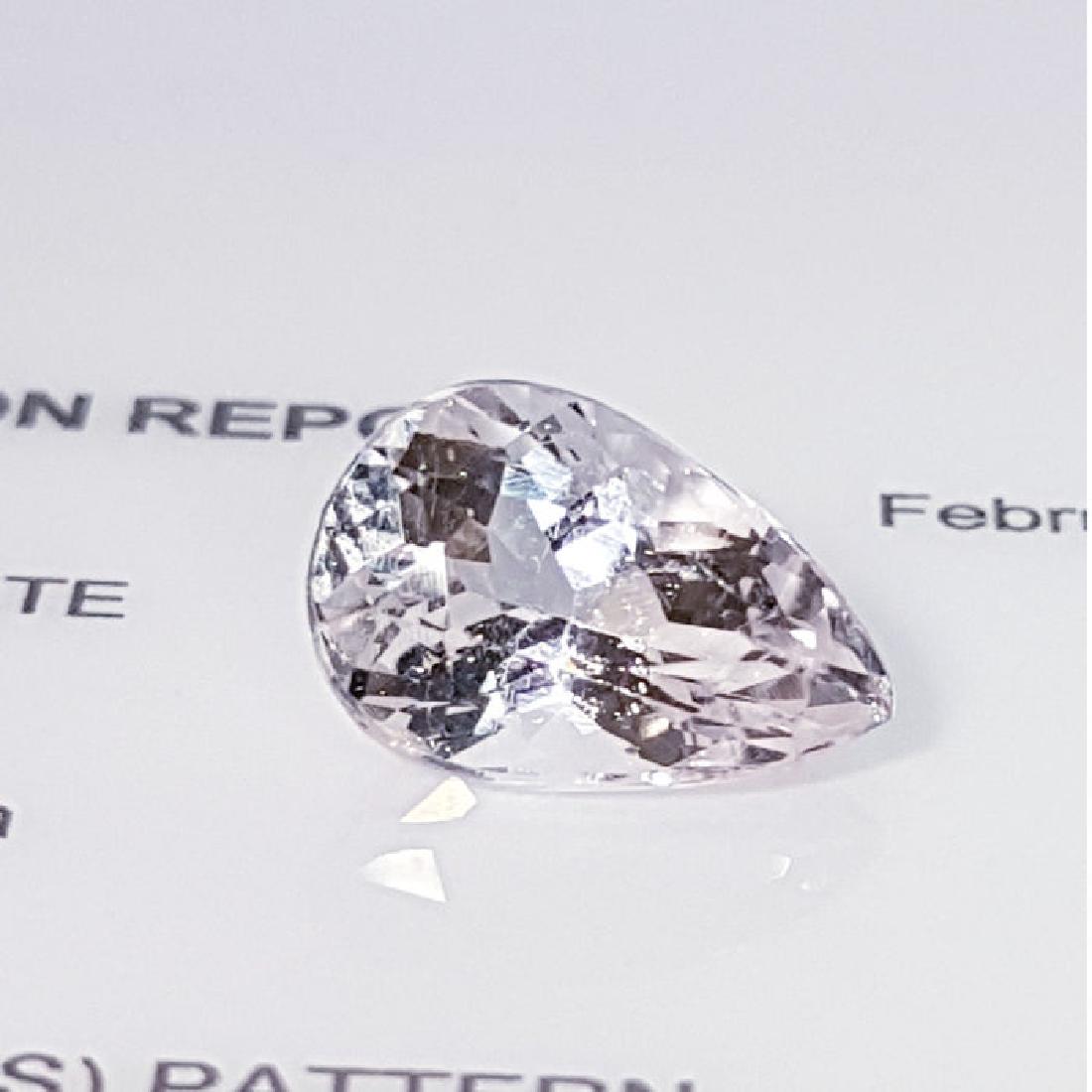 IGI CERTIFIED Morganite - 3.19 ct: Item: "IGI CERTIFIED" Morganite - 3.19 ct Color/Clarity: VVS - VS Loose gemstone Carat Weight: 3.19 Size (mm): 13.81 x 8.06 x 5.06 Pear - Brazil No Reserve: This lot starts at $1 and has no reserve as