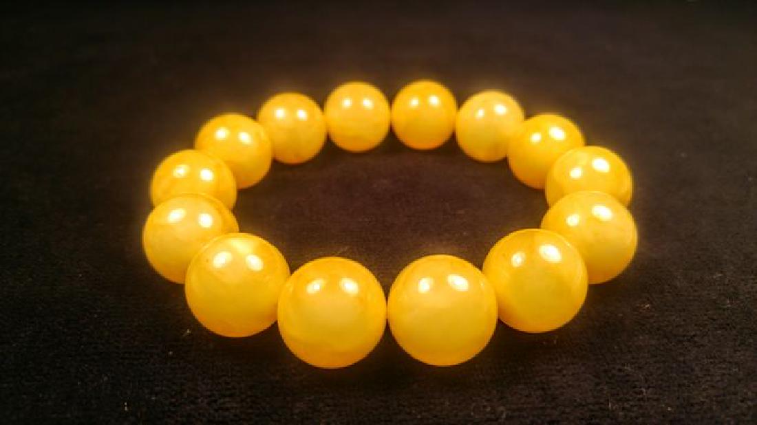 Egg yolk colour round beads Baltic Amber bracelet (1 of 10)
