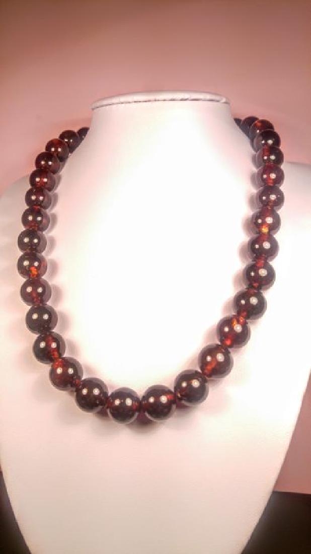 Cherry colour perfect round beads Baltic Amber necklace (1 of 10)