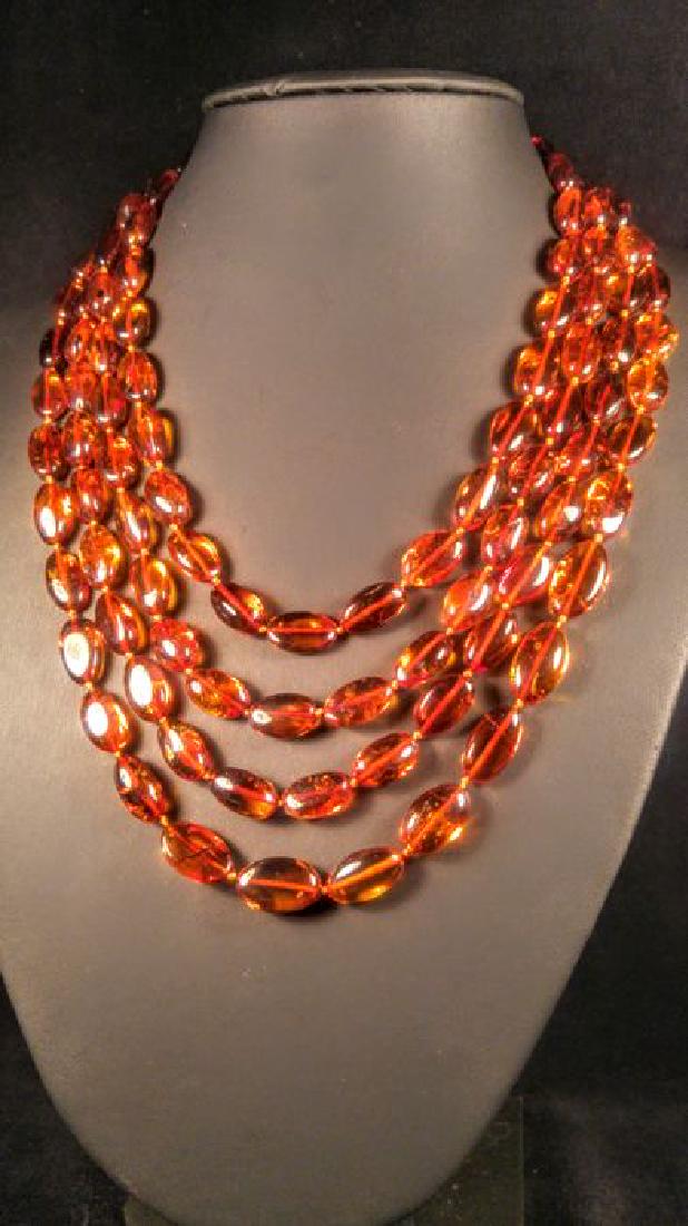 100% Genuine Cognac- Ruby colour Baltic amber necklace (1 of 10)