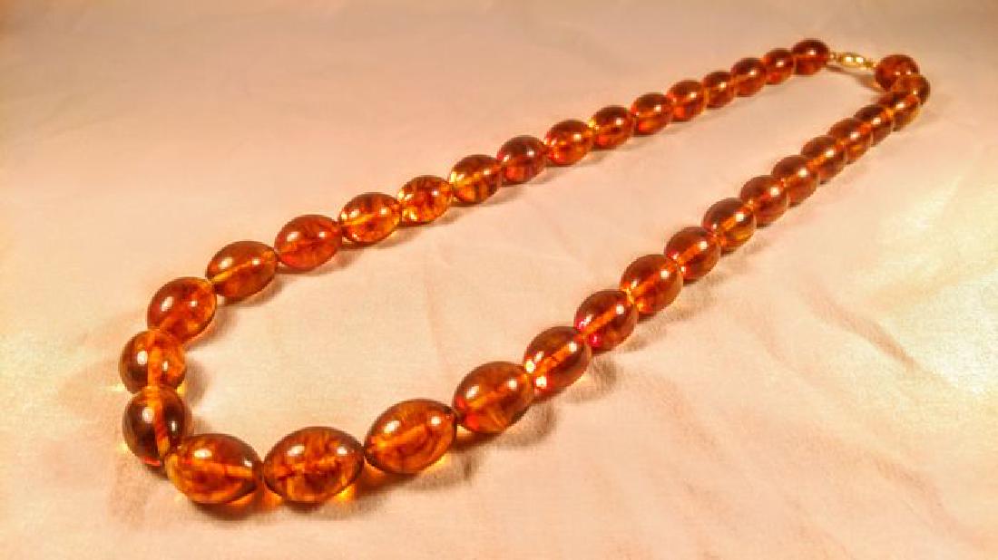 Olive shape beads Baltic Amber necklace (1 of 10)