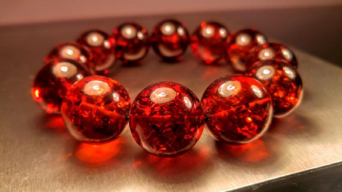Cognac- Ruby colour perfect round beads Baltic Amber (1 of 10)