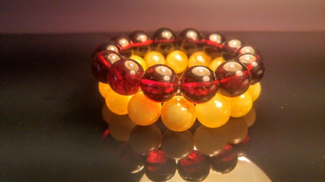Set of 2 Baltic Amber bracelets in Egg yolk and Cherry (1 of 10)