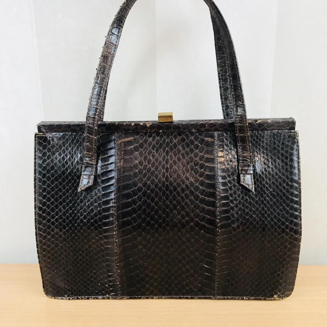 Vintage Handmade Genuine Snake Skin Leather Handbag (1 of 6)
