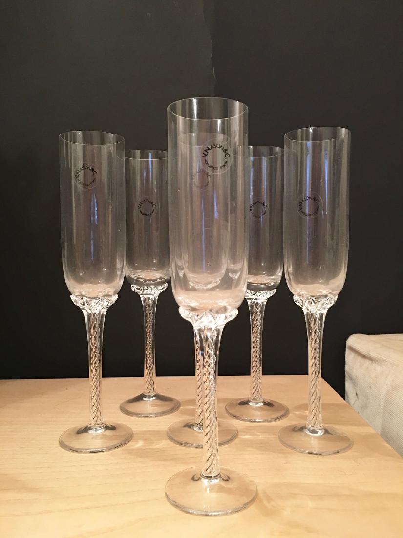 Lot of 6 Nason champagne flutes -  Murano glass - (1 of 4)