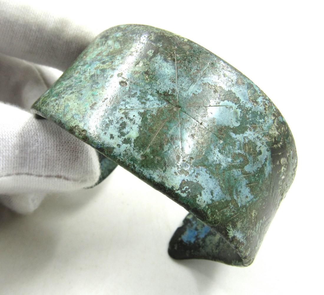 Medieval Viking Era Bronze Bracelet with Star & Scales (1 of 4)
