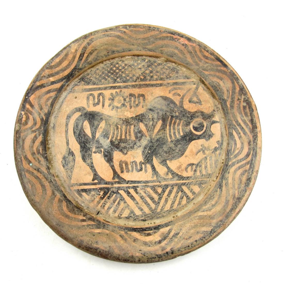 Ancient Indus Valley Terracotta Plate with Zebu Bull (1 of 3)