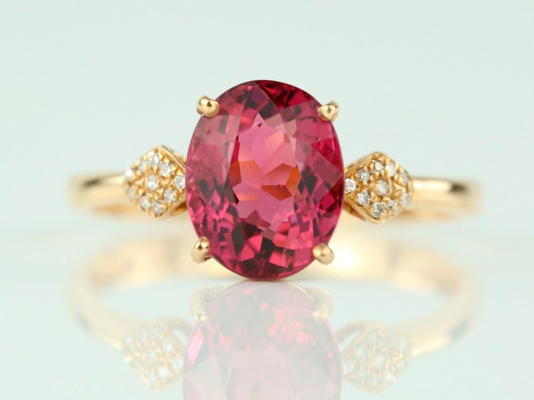 Certified-18k rose gold ring with pink Tourmaline (1 of 8)