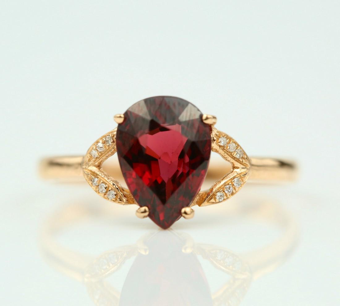 Certified-Exquisite Garnet ring with 18k rose gold (1 of 6)