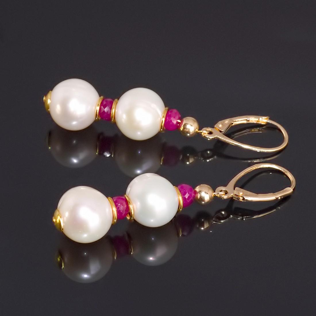 Classic Style Pearls and Rubies Earrings (1 of 3)