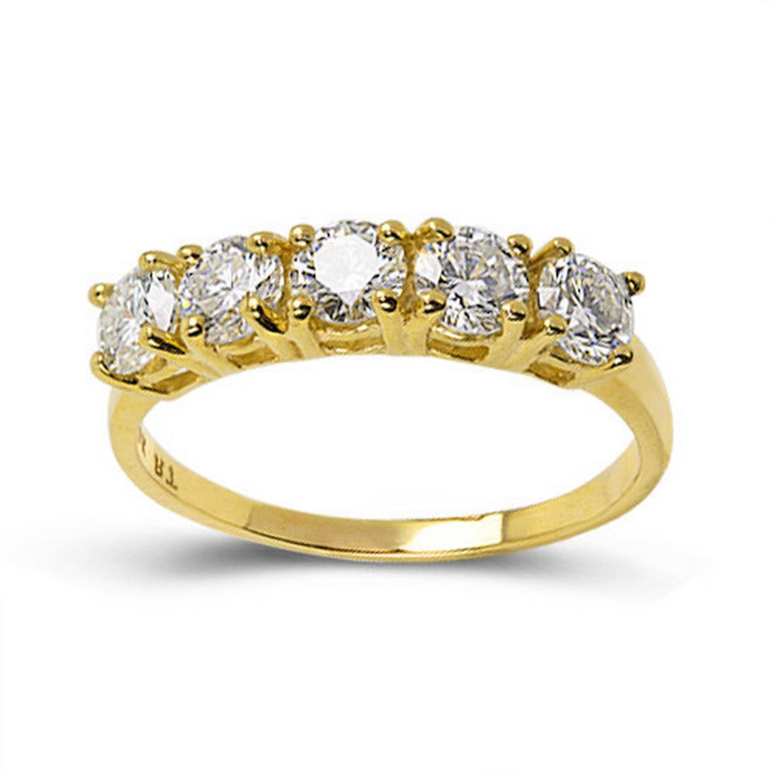 14K YELLOW GOLD CREATED MOISSANITE 2.6CT(5PCS) RING (1 of 4)