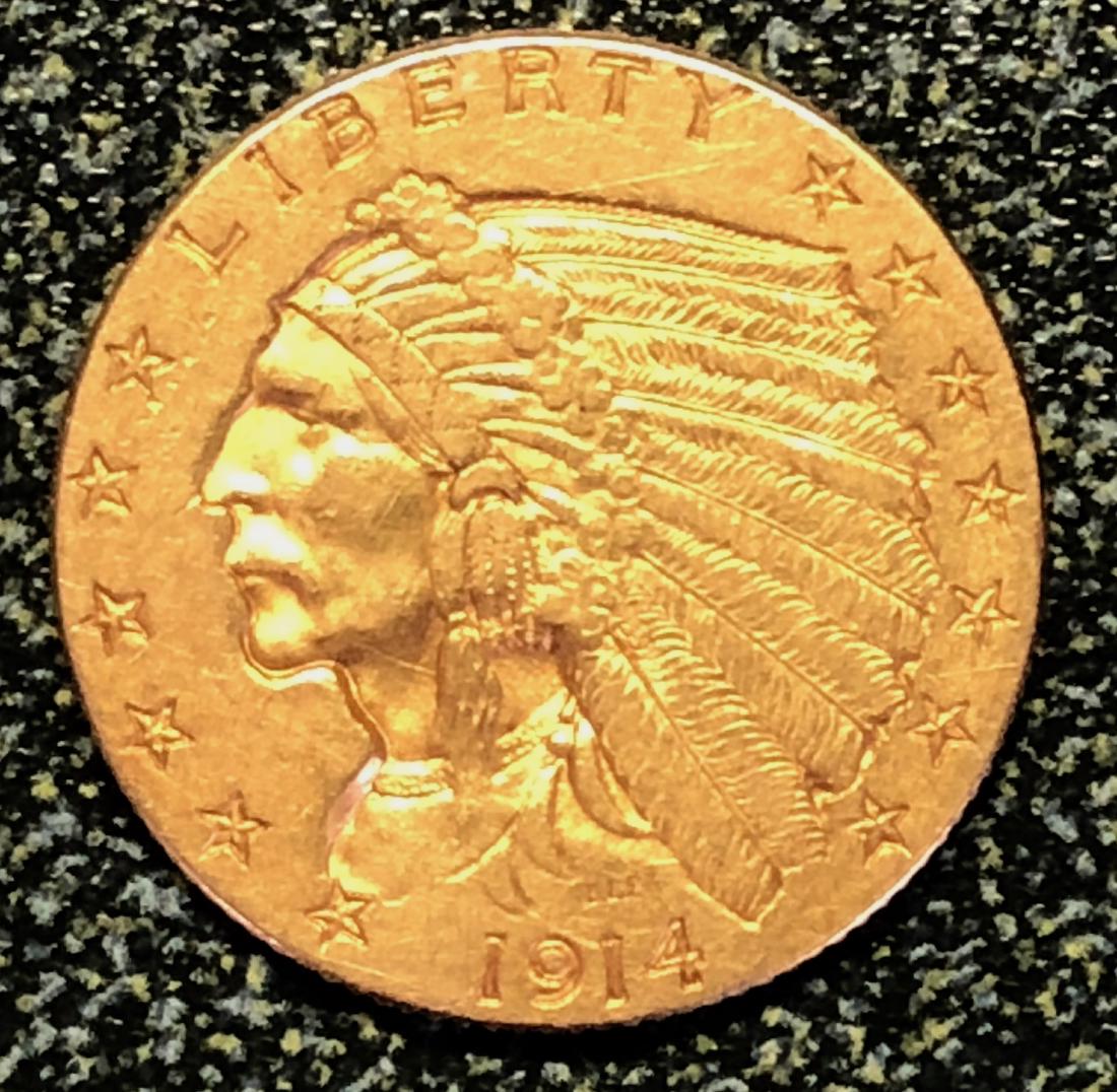 1914 Gold Quarter Eagle $2 1/2 Indian Head: Beautiful (1 of 2)