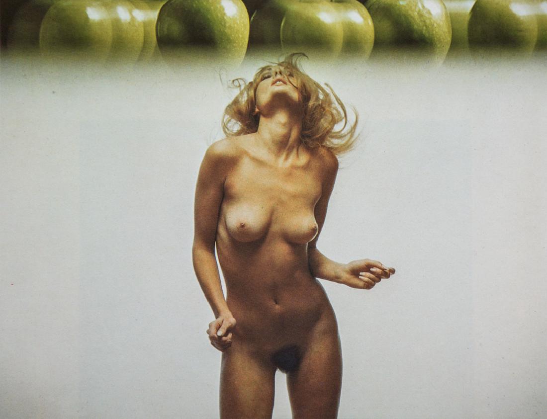 SAM HASKINS - Nude, Apples: Artist: Haskins, Sam Title: Nude, Apples Medium: Duotone Photo Litho, 1977, Italy Dimensions: 8.4x6.4" Heat Wax Mounted on 11x14" Conservation Board Sam Haskins (1926-2009) was a British photographer,