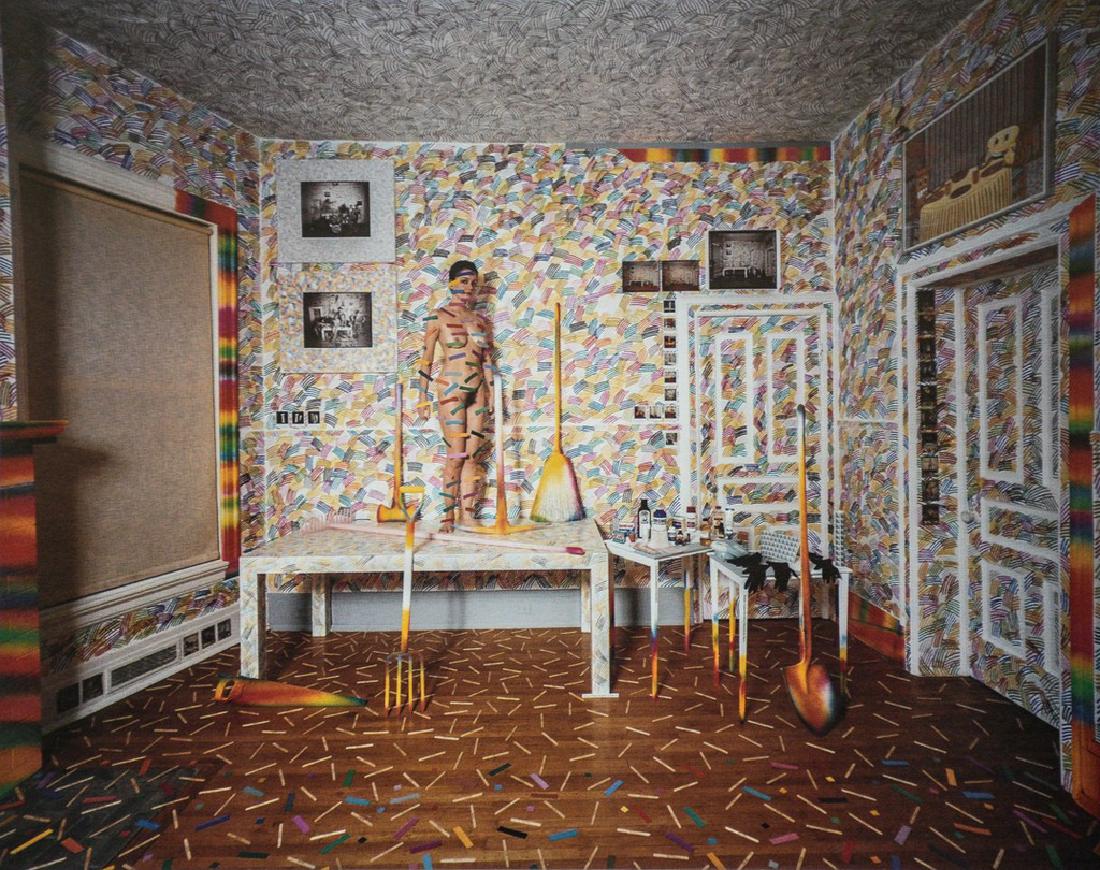 LES KRIMS - A Rake's Revisionist Regress: Artist: Krims, Les Title: A Rake's Revisionist Regress Medium: Photo Litho, 1987, Italy Dimensions: 7.75x6.25" Heat Wax Mounted on 11x14" Conservation Board Leslie Robert Krims is a conceptualist phot