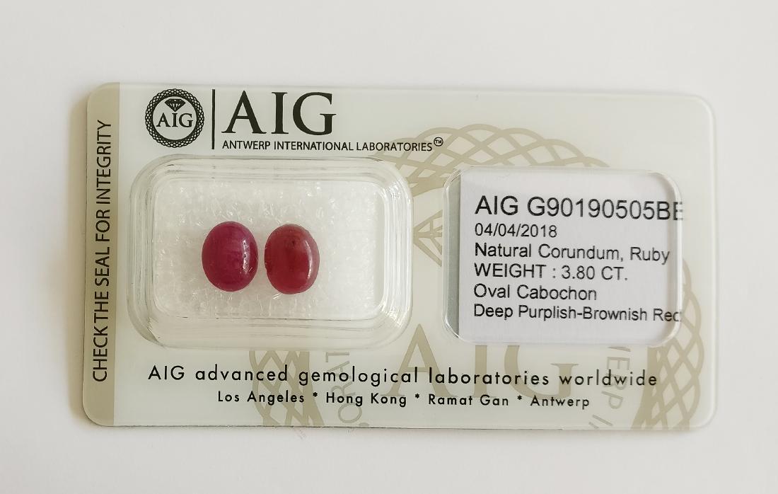 Couple of 2 Ruby's Deep Purplish Brownish Red 3.80 ct (1 of 4)