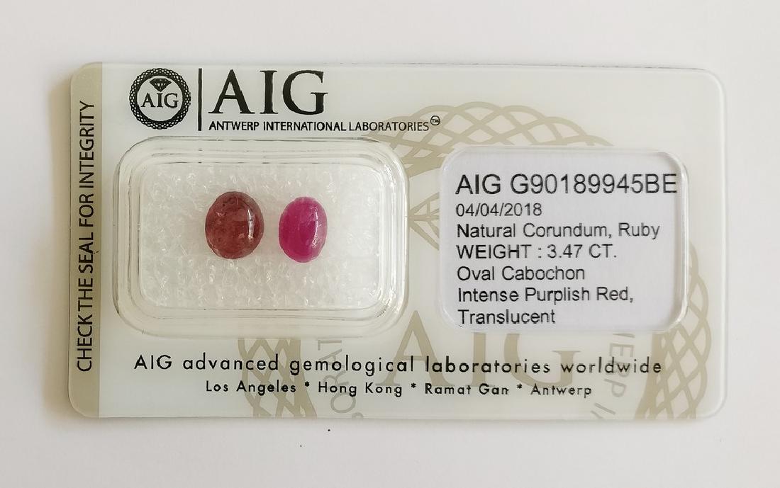 Couple of 2 Ruby's Intense Purplish Red 3.47 ct (1 of 4)