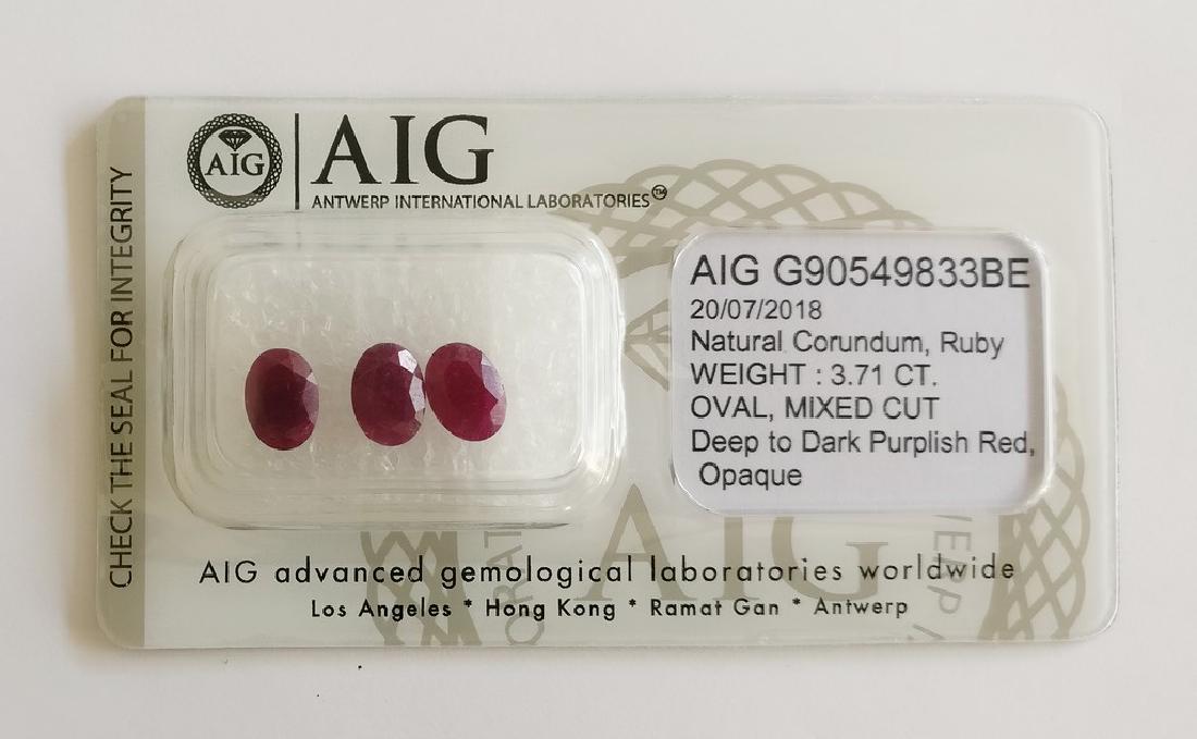 Triple of 3 Ruby's Deep to Dark Purplish Red 3.71 ct (1 of 4)