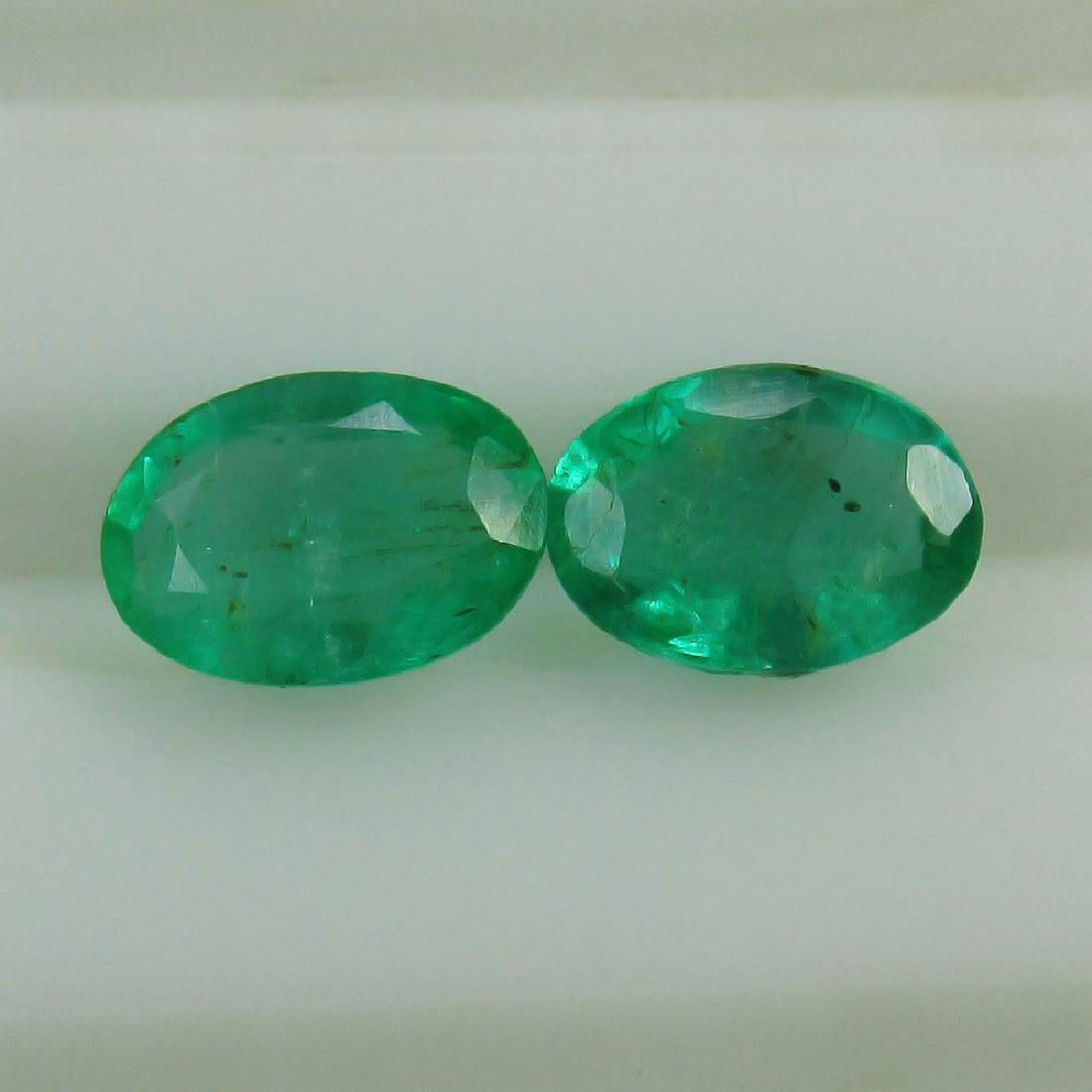 1.65 Ct Genuine Loose Zambian Emerald Oval Pair Very (1 of 2)