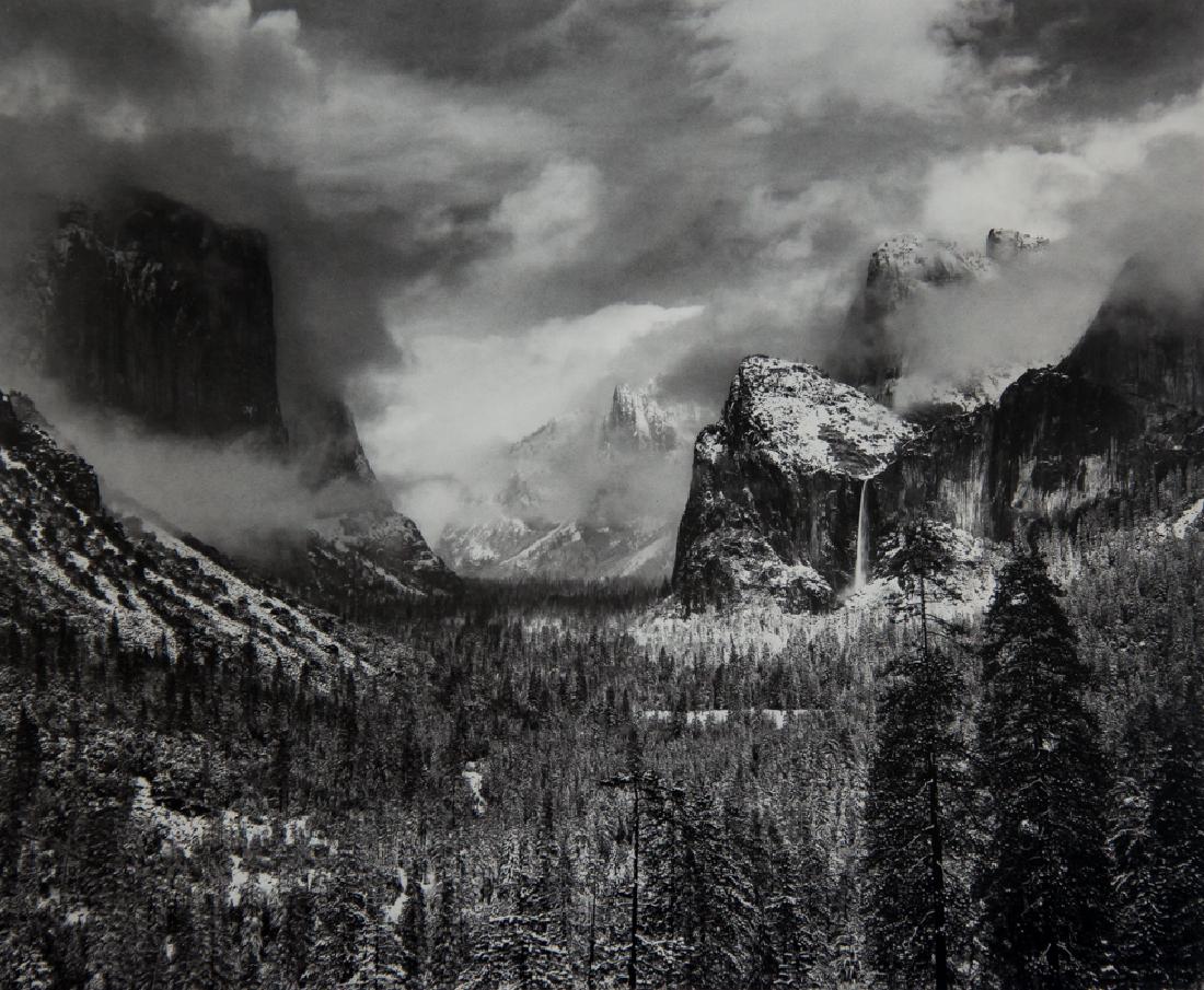 ANSEL ADAMS - Clearing Winter Storm: Artist: Adams, Ansel Title: Clearing Winter Storm Medium: Duotone Photo Litho, 1990, USA Dimensions: 11.1x9.25" Heat Wax Mounted on 14x18" Conservation Board Ansel Adams was an American photographer b