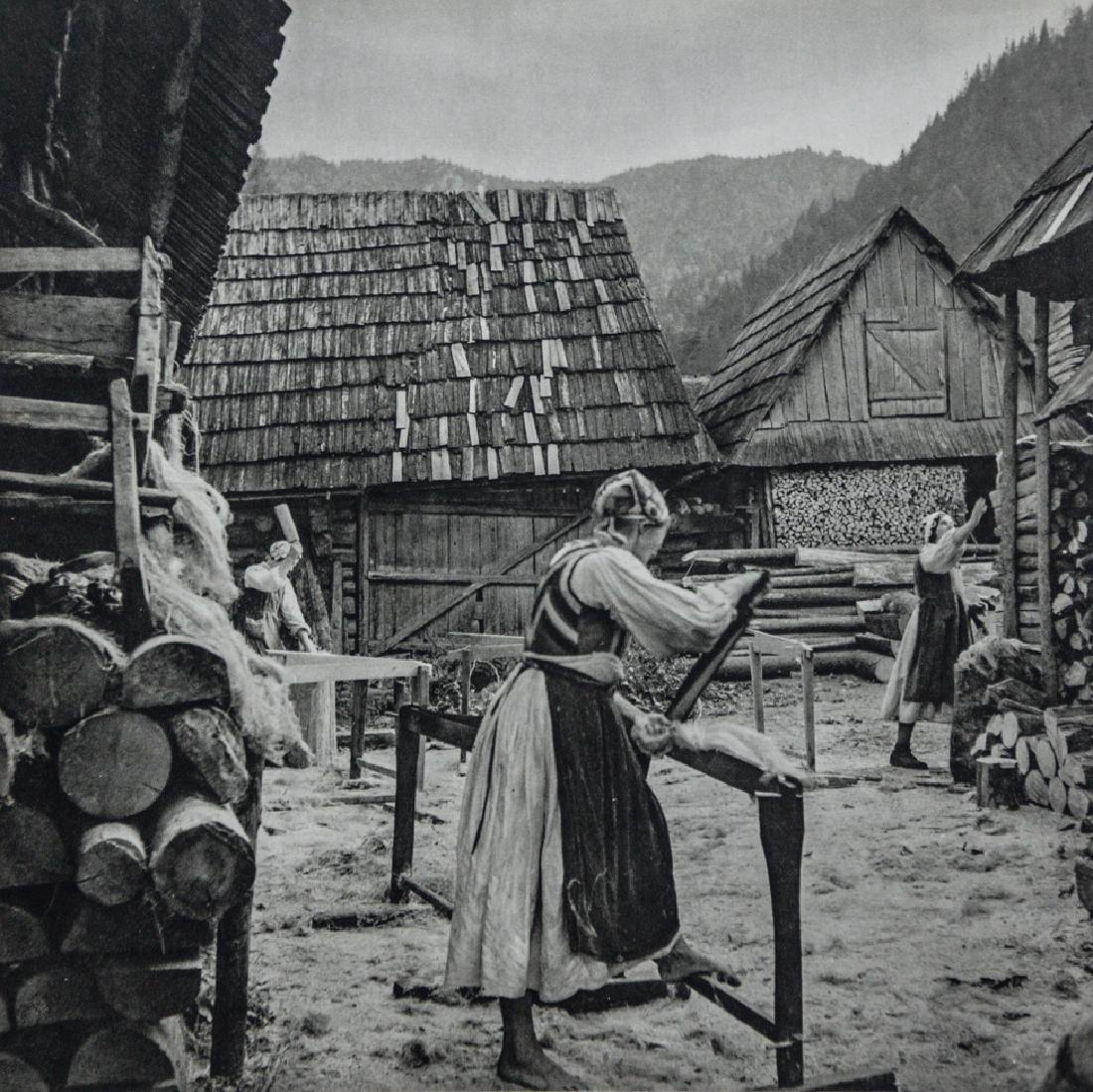 WERNER BISCHOF - Women in Village Preparing Flax: Artist: Bischof, Werner Title: Women in Hungarian Village Preparing Flax Medium: Sheet Fed Gravure, 1962, France Dimensions: 7.75x7.75" Heat Wax Mounted on 11x14" Conservation Board Please note that t