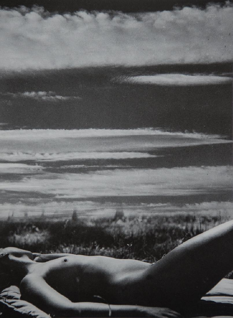 PIERRE BOUCHER - Nude and Sky: Artist: Boucher, Pierre Title: Nude and Sky Medium: Photolithograph, 1988, France Dimensions: 7.5x10.1" Heat Wax Mounted on 12x16" Conservation Board Pierre Boucher (1908 - 2000) was a French photogra