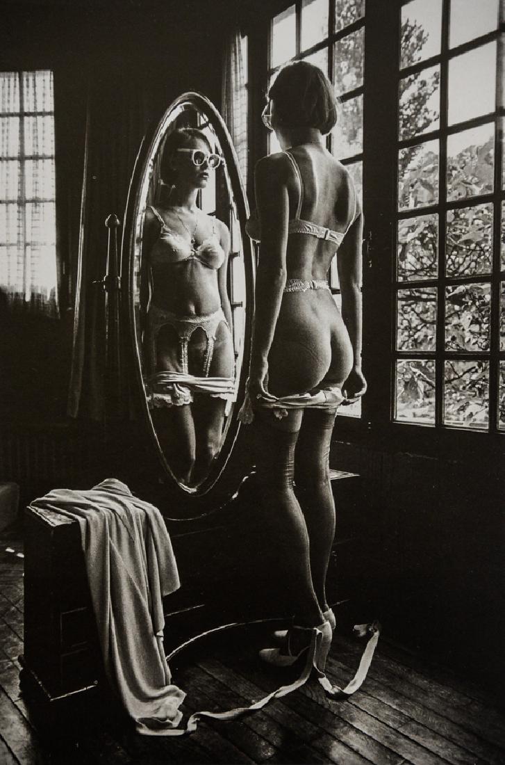 JEANLOUP SIEFF - Nude With Glasses: Artist: Sieff, Jeanloup Title: Nude With Glasses Medium: Duotone Photo Litho, 1990, France Dimensions: 7.4x11" Heat Wax Mounted on 12x16" Conservation Board Jeanloup Sieff (1933-2000) was a French pho