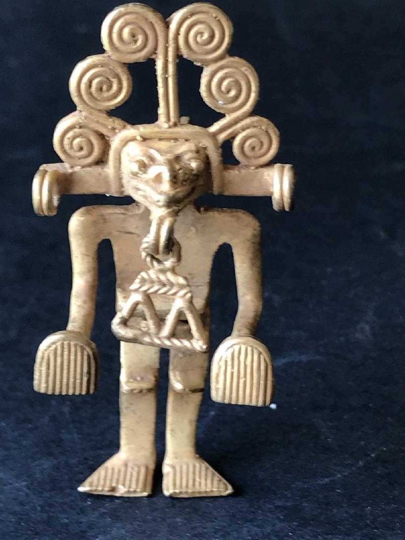 Pre-Columbian art in tumbago- Man shaped pendant with (1 of 6)