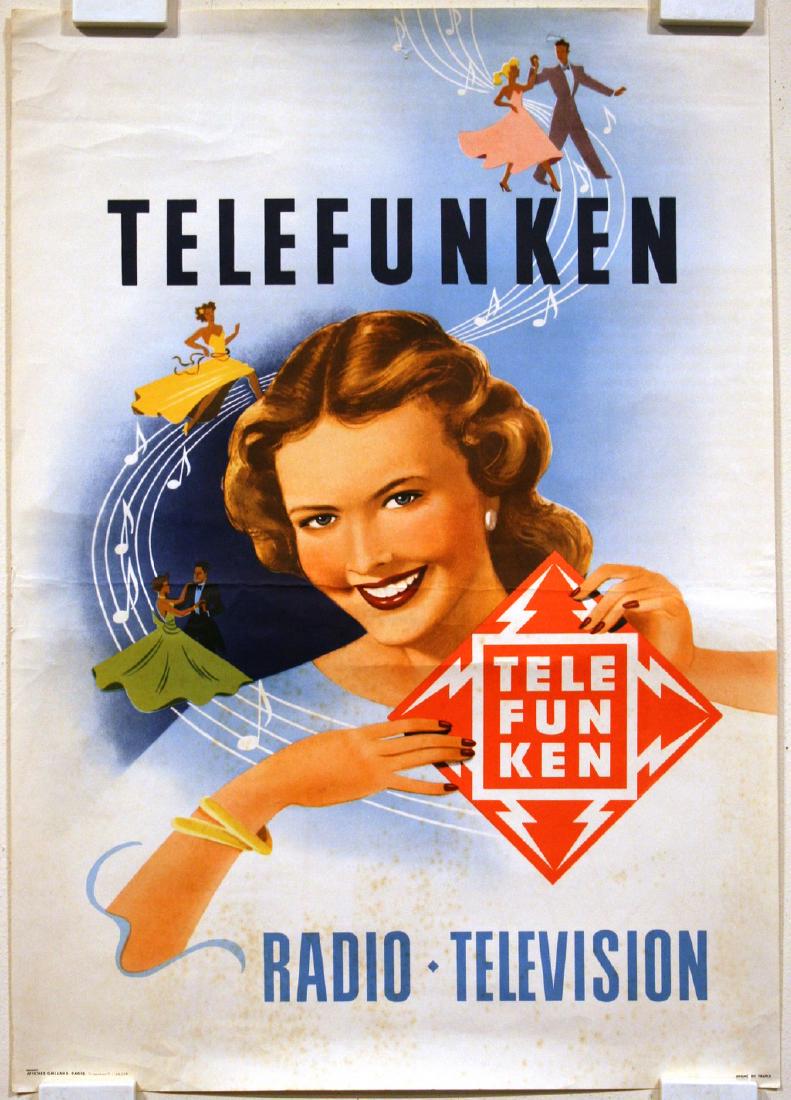 Telefunken Visage et Danseurs Small Original Vintage: Telefunken Visage et Danseurs Small Original Vintage Poster N/A 1955 15.5" x 23.5" Since "TELEFUNKEN Gesellschaft für drahtlose Telegraphie mbH" (Wireless Telegraphy Company Limited) was founded in 1