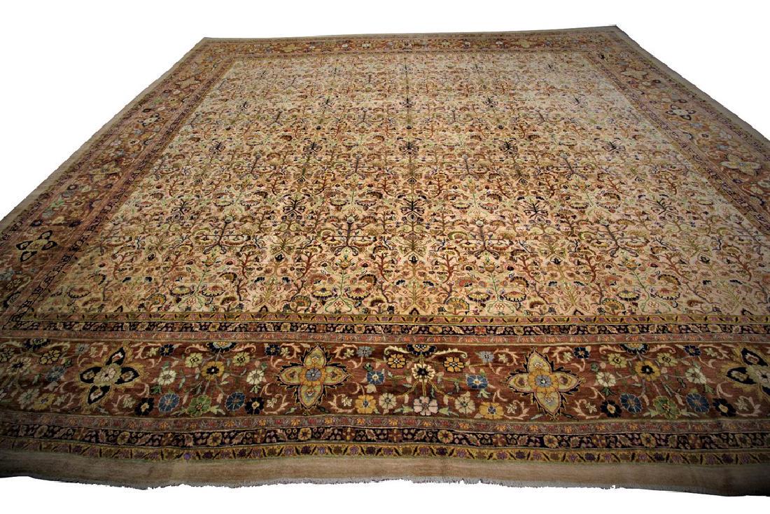 Fine Persian Antique Senneh Rug 13.8x13.10: Fine Persian Antique Senneh Rug Square Rare Camel Hair Persian 14'x14' C.1870 Persia Circa 1870 14' X 14' 13'8" x 13'10" Camel Hair Please note that this lot has a confidential reserve. When you leave