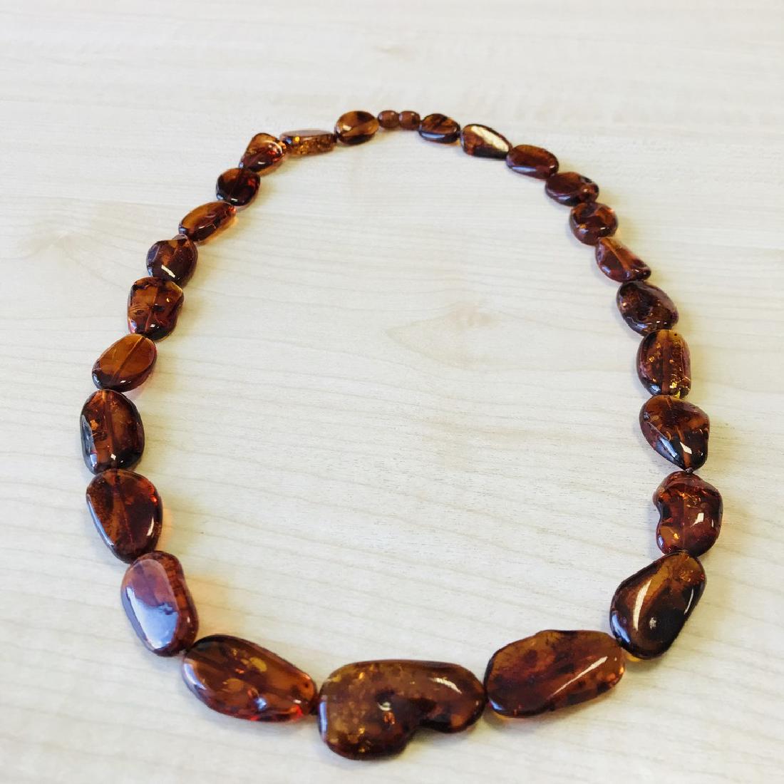 Dark Natural Polished Baltic Amber Necklace (1 of 10)