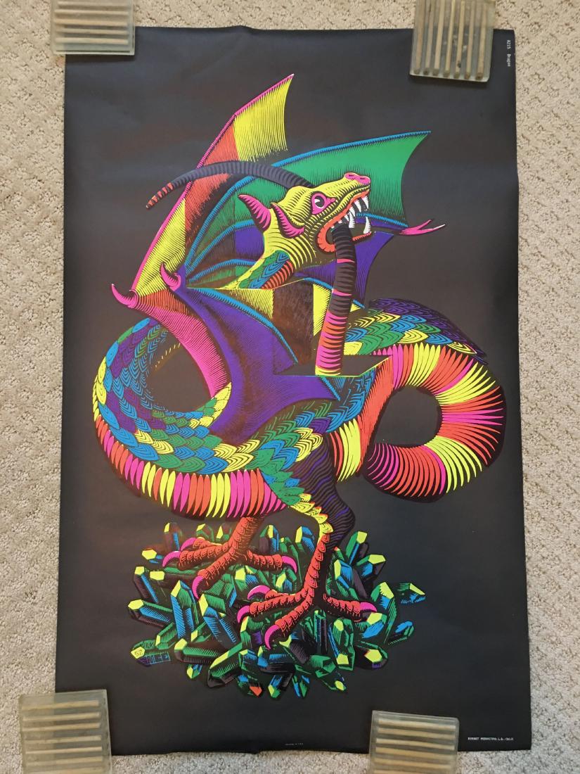 Dragon - 1970’s - France - BLACKLIGHT: Dragon - 1970’s - France - BLACKLIGHT - MOST POSTERS IN THIS SALE ARE NEW OLD STOCK - AND STILL SEALED! PURCHASED FROM A HEAD SHOP THAT CLOSED IN THE 1970's. We have multiple dozens of each of these