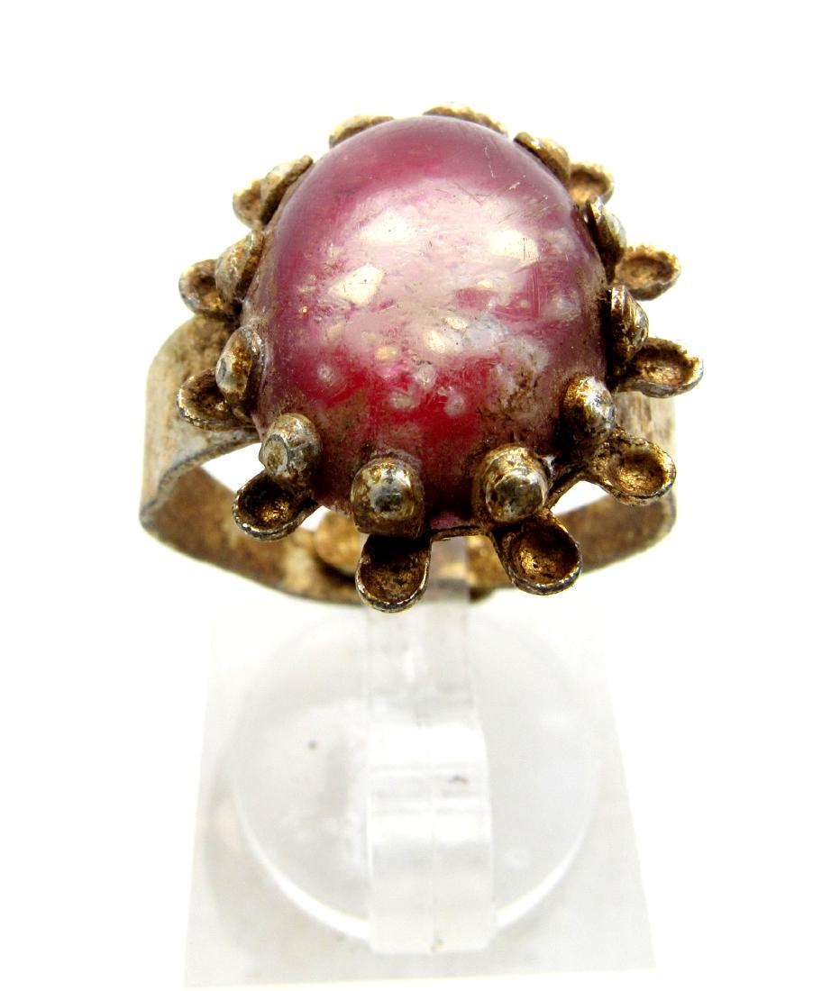 Post-Medieval Silver Alloy Ring with Plastic Bezel (1 of 3)