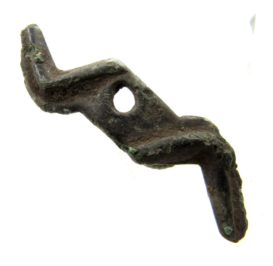 Medieval Viking Era Bronze "Thunderbolt of God Thor": Medieval Viking Era Bronze "Thunderbolt of God Thor" Date: C. 900 - 1100 A.D. Medieval Viking Era Bronze "Thunderbolt of God Thor" Amulet. Professionally cleaned and polished to show original details.