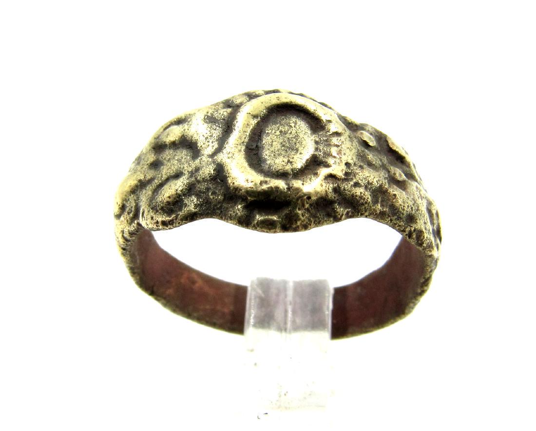 Late Medieval Tudor Era Bronze Floral Ring (1 of 3)