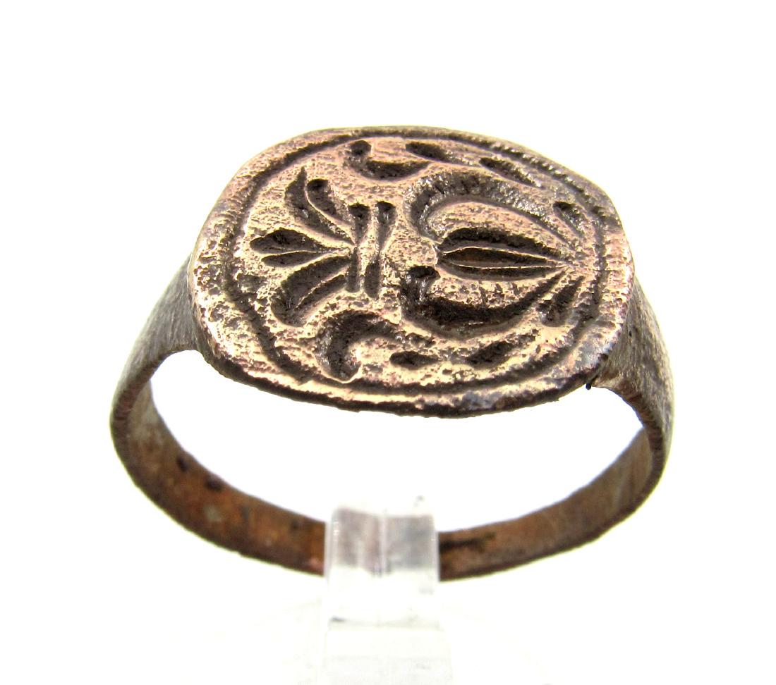 Medieval Crusaders Era Bronze Heraldic Crest Ring (1 of 3)