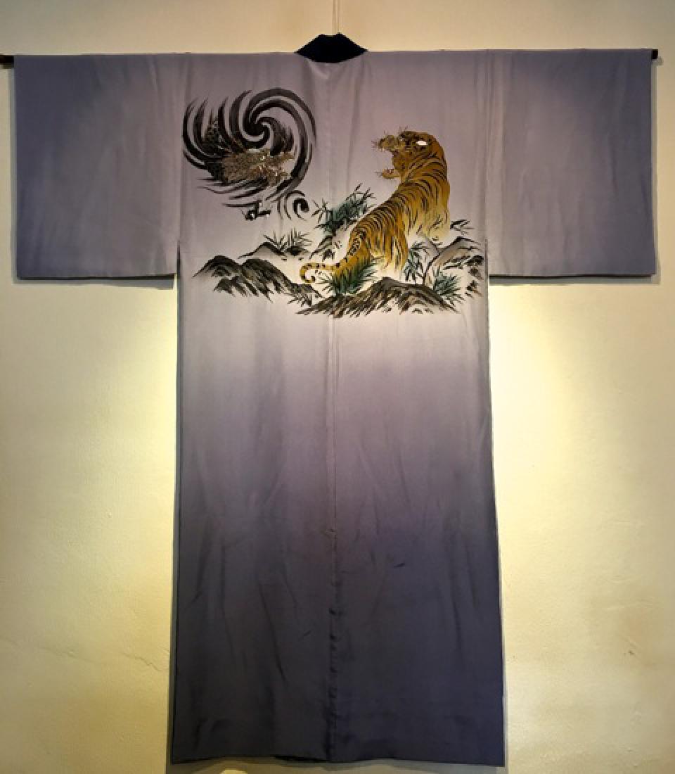 Taffeta antique silk men's kimono (1 of 9)