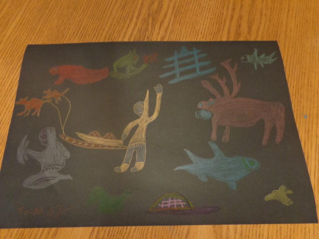 inuit / eskimo toona iqulik coloured pencil drawing (1 of 5)