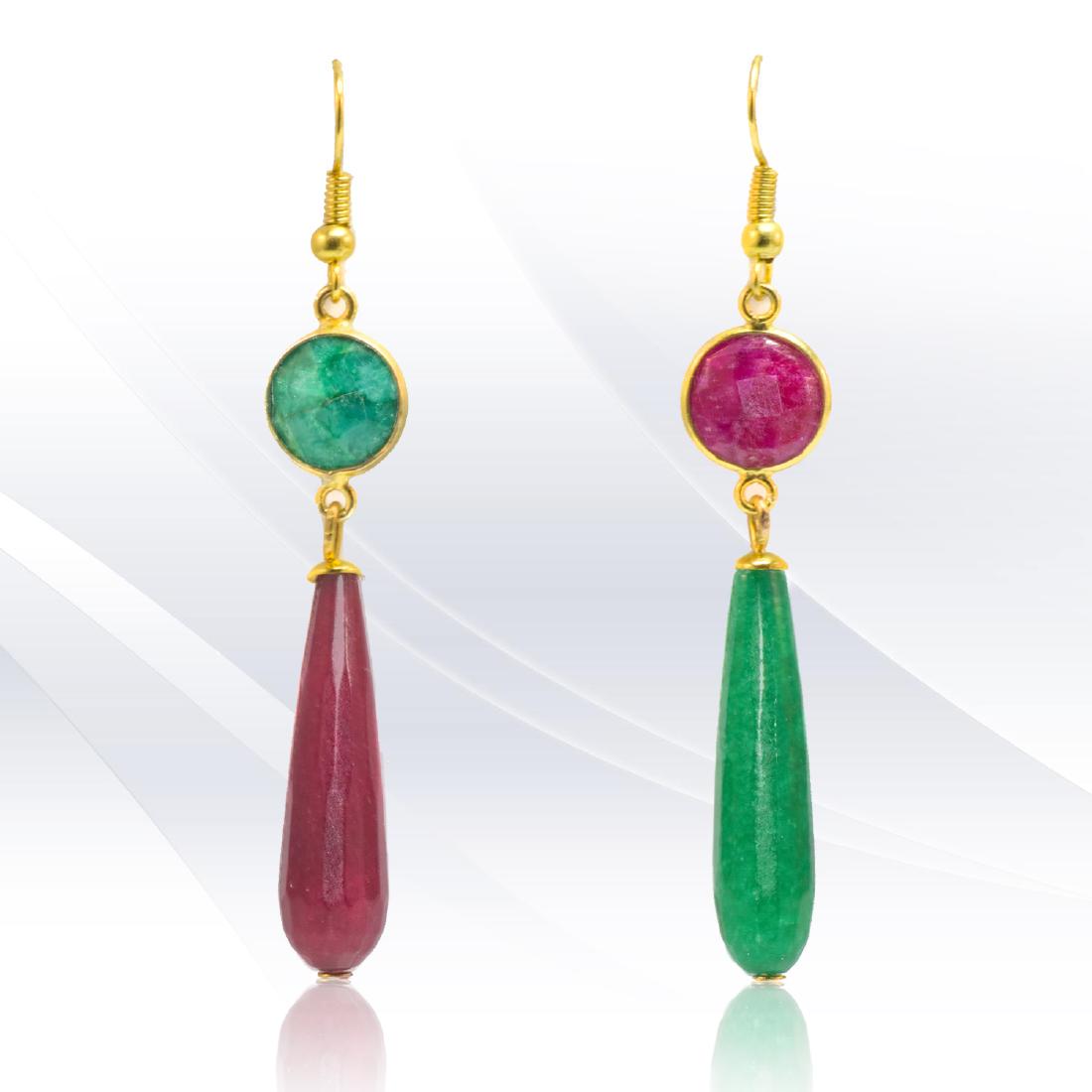 Ruby, Emerald, Jade 'Duality' Earrings (1 of 5)