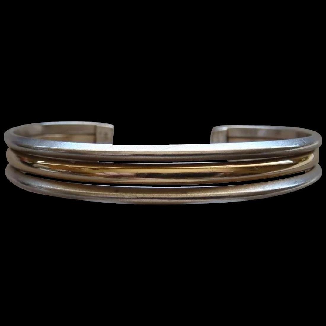 Sterling Silver 18 Karat Yellow GF Two Tone Cuff (1 of 10)