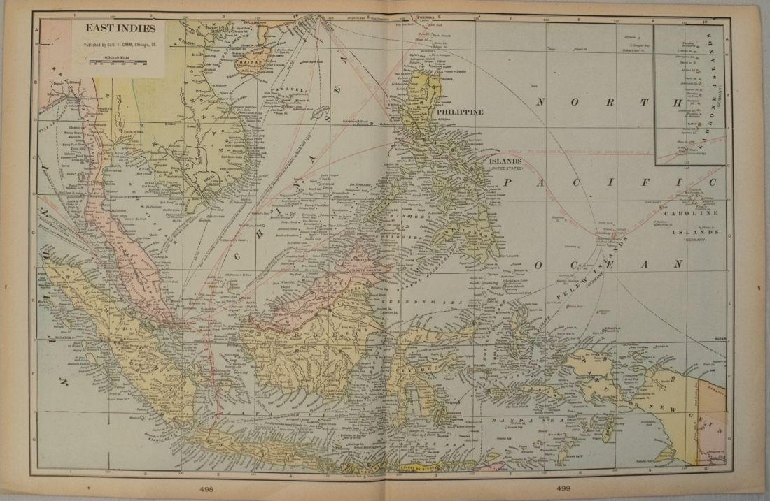 1901 Cram Map of East Indies and Philippines and on (1 of 2)