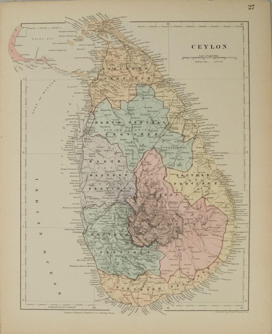 1882 Stanford Map of Ceylon (Sri Lanka) -- Ceylon (1 of 1)